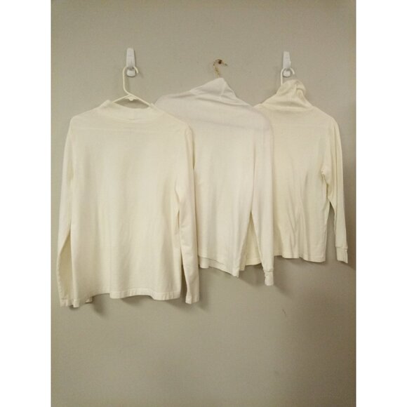 Bundle of 3 Off White Turtle Neck Tops Shirts Size L - Picture 2 of 15